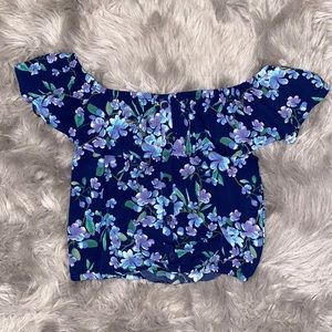 Blue off shoulder shirt